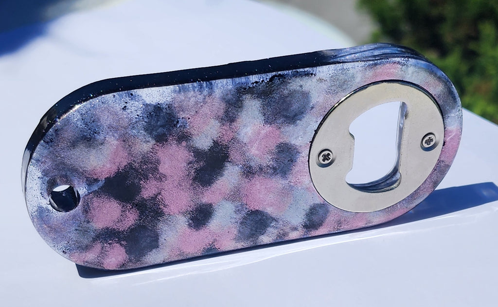 Long Bottle Opener-Pink, Black & Silver