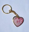 Heart Key Chain- Pink & White