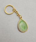 Oval Key Chain- Green & White