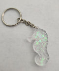 Seahorse Keychain- Clear with Iridescent Glitter
