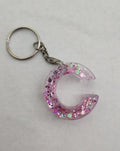 C Keychain- Clear with Purple Iridescent Glitter