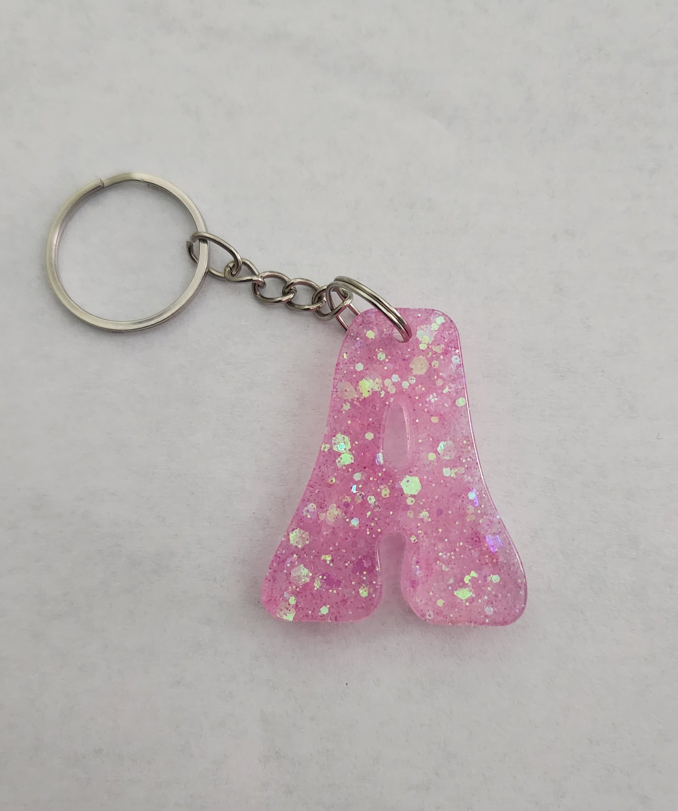 A 'Groovy' Keychain- Pink Iridescent Glitter