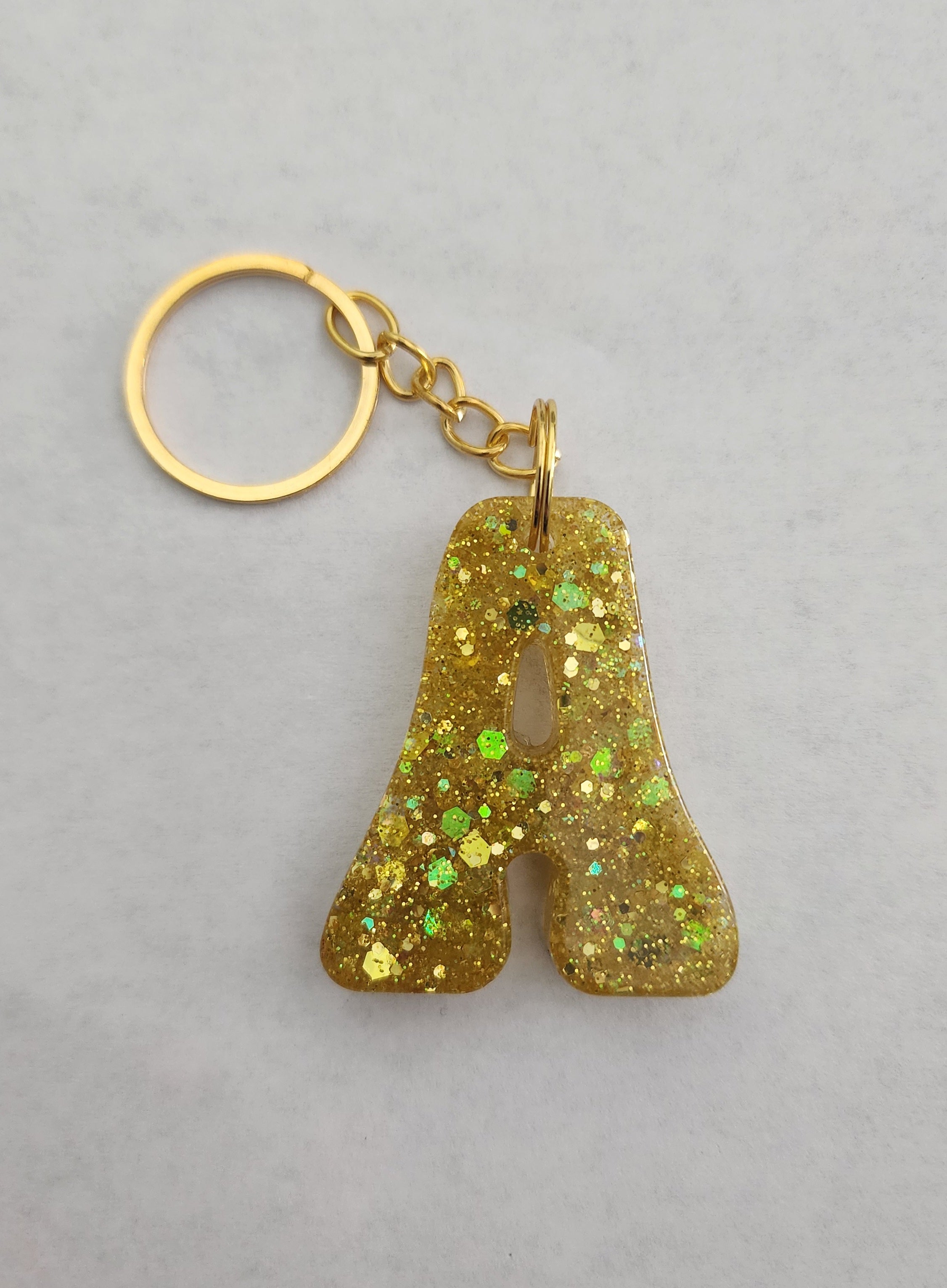 A 'Groovy' Keychain- Yellow Glitter