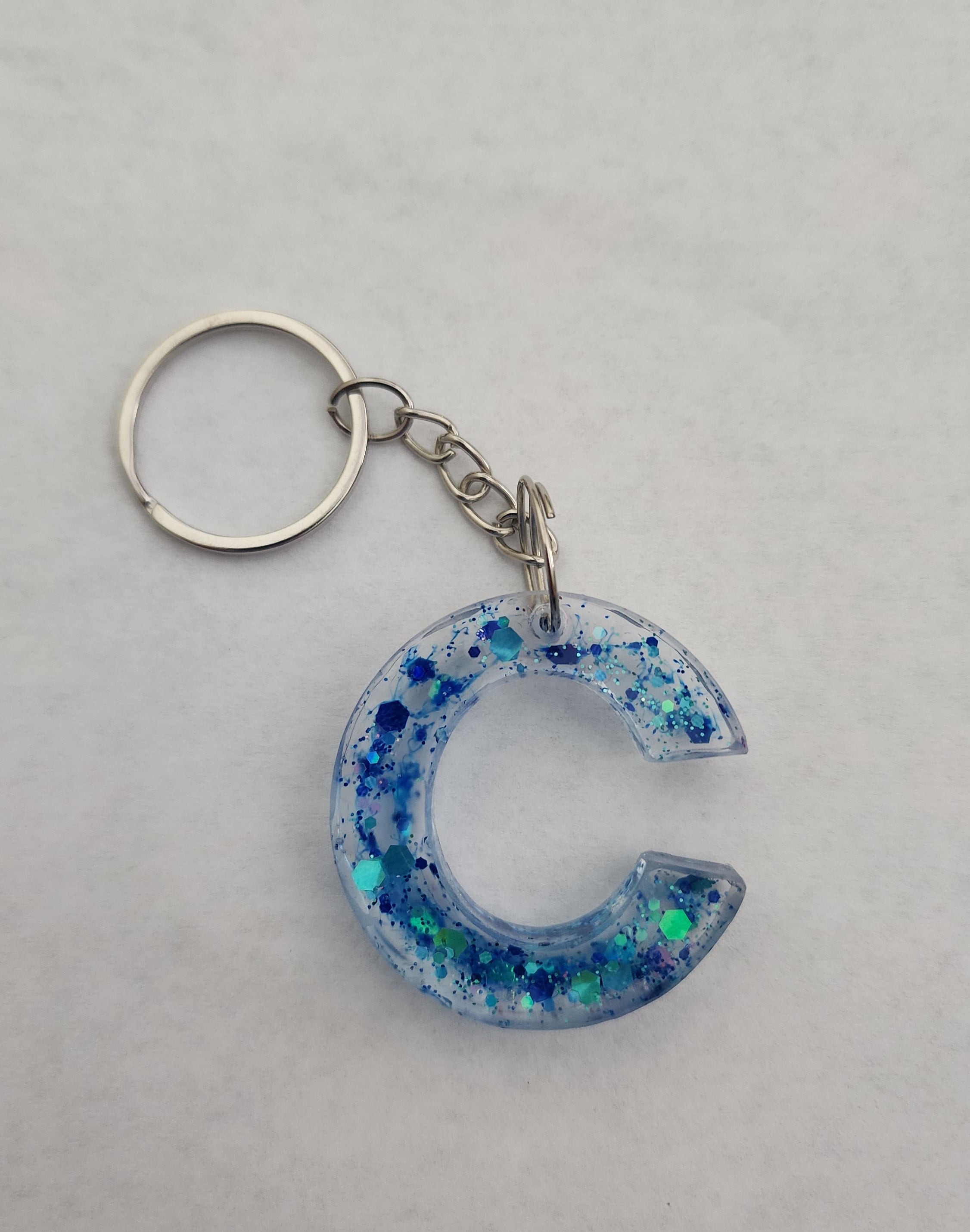 C Keychain- Blue Glitter