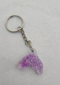 Mermaid Tail Keychain-Clear with Purple & Pink Glitter