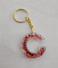 C Keychain-Clear with Red Glitter