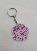 Flower Keychain- Clear with Pink Glitter