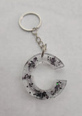 C Keychain-Clear with Black Glitter