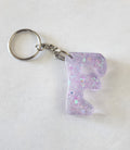 F 'Groovy' Keychain- Iridescent Glitter