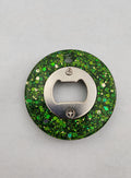 Round Bottle Opener- Green Glitter