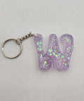 W 'Groovy' Keychain- Iridescent Glitter