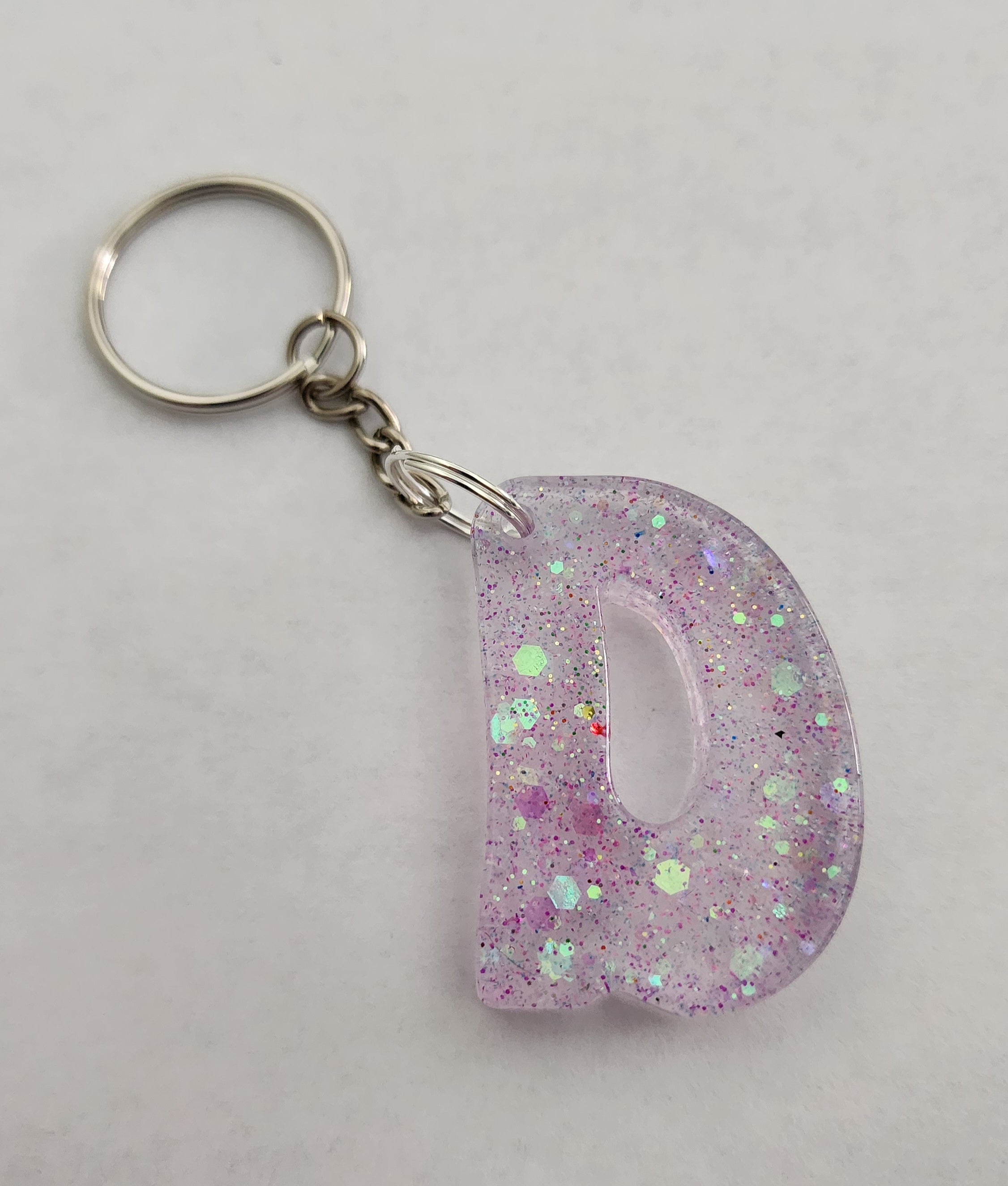 D 'Groovy' Keychain- Iridescent Glitter