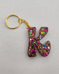 K 'Groovy' Keychain- Rainbow Glitter