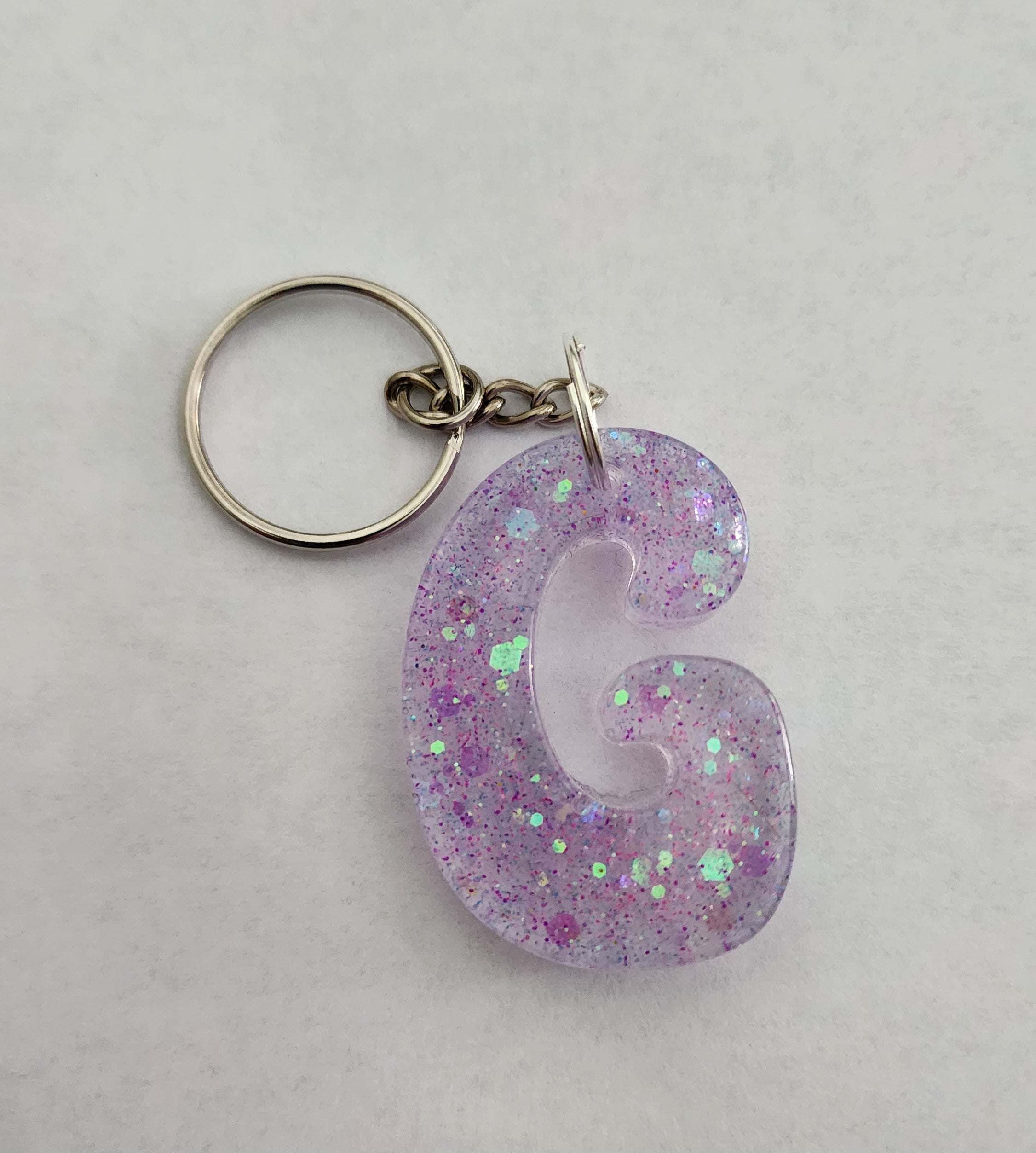 G' Groovy' Keychain Purple & Iridescent Glitter