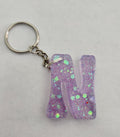 N 'Groovy' Keychain Purple & Iridescent Glitter
