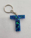 T Keychain- Blue Glitter