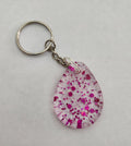 Oval Keychain- Clear with Pink Glitter
