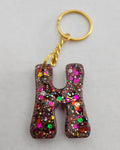 H 'Groovy' Keychain- Rainbow Glitter