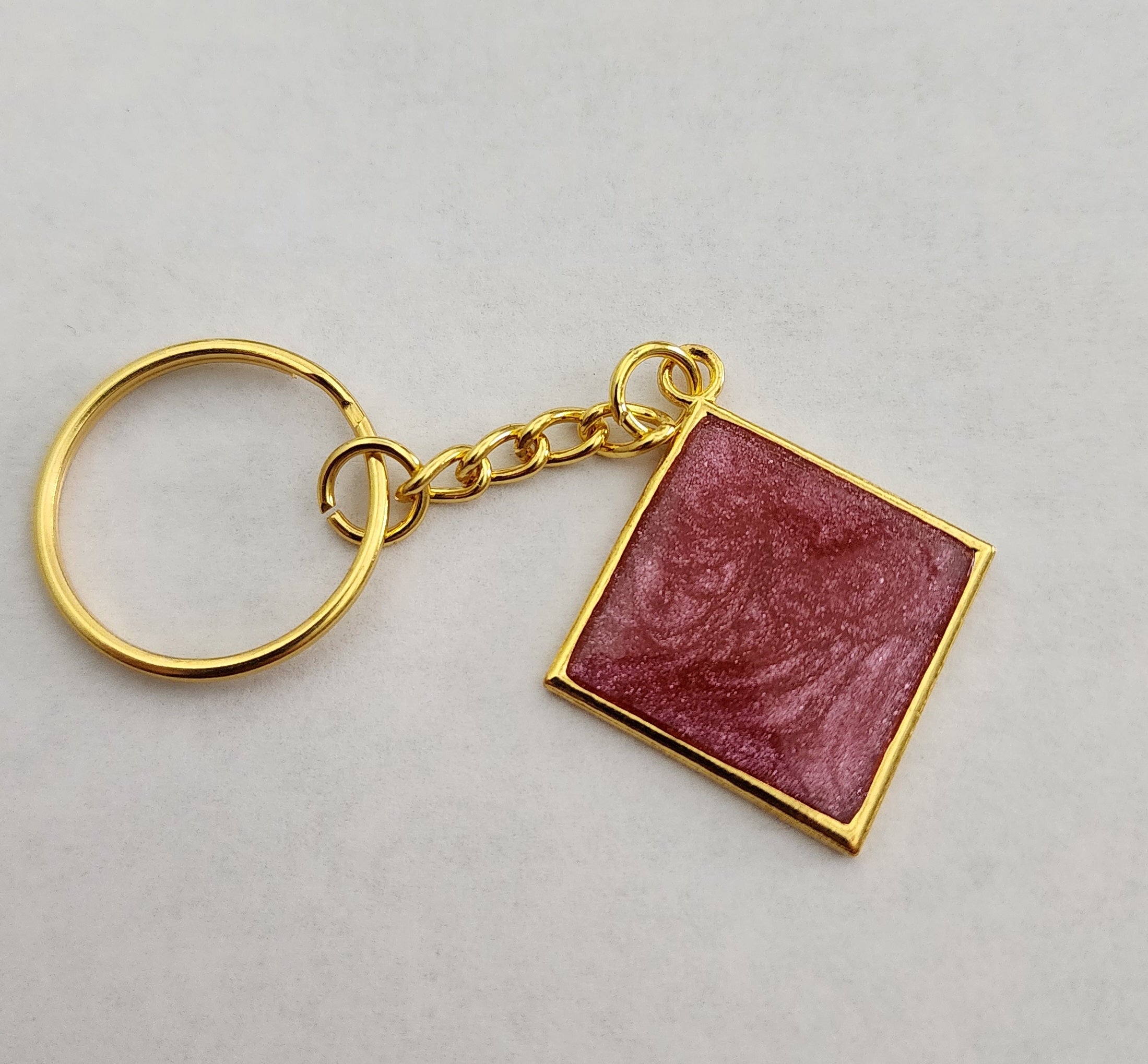 Square Keychain- Rose Pink