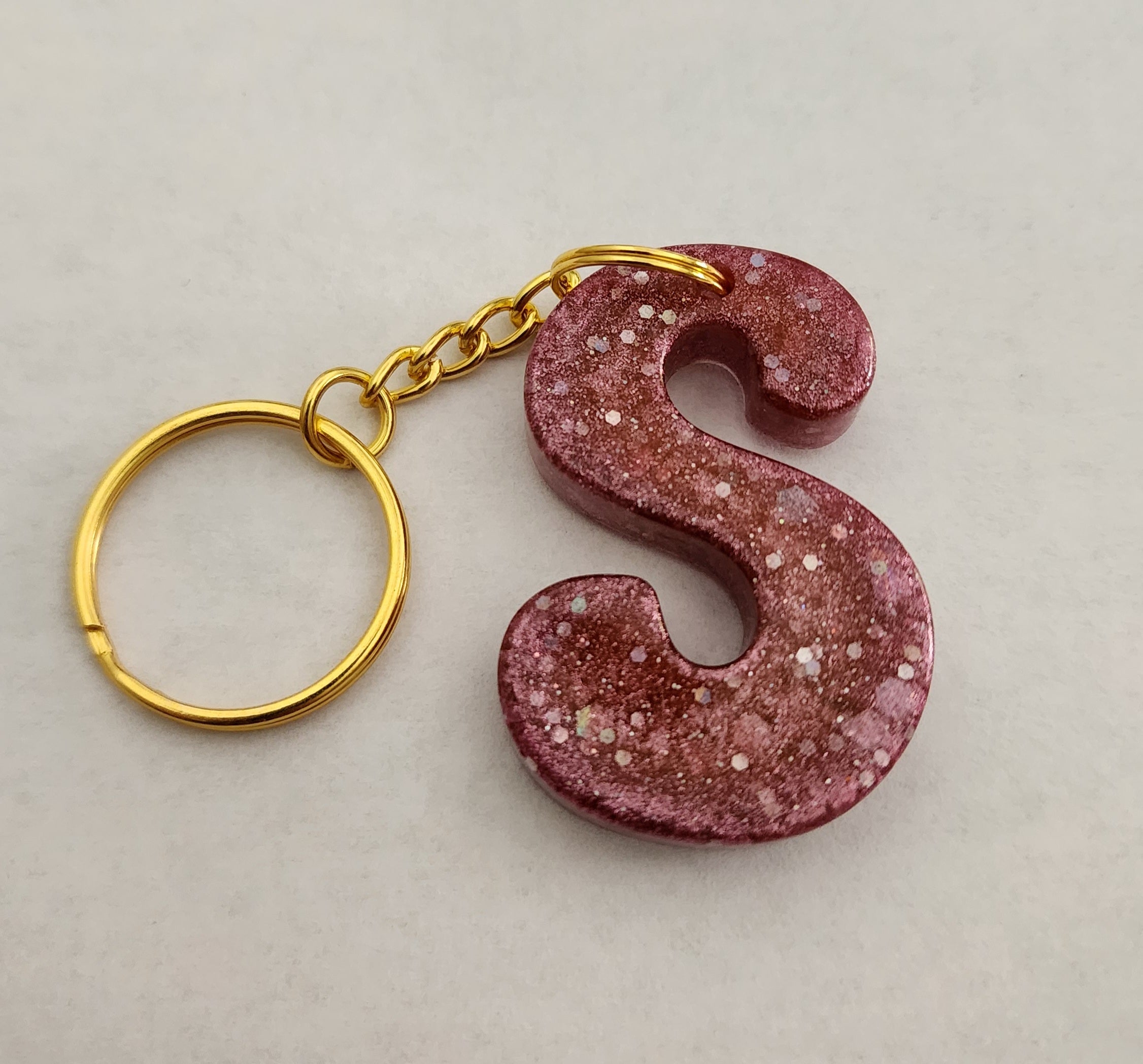 S 'Groovy' Keychain- Rose Pink