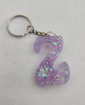 Z 'Groovy' Keychain- Purple & Iridescent Glitter