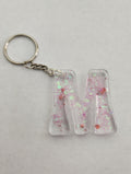 M 'Groovy' Keychain- Clear with Iridescent Glitter