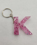 K Keychain with Dark Pink Glitter