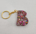 B 'Groovy' Keychain Clear with Rainbow Glitter