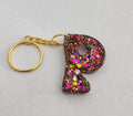 P 'Groovy' Keychain Rainbow Glitter