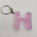 H Keychain with Pink Iridescent Glitter