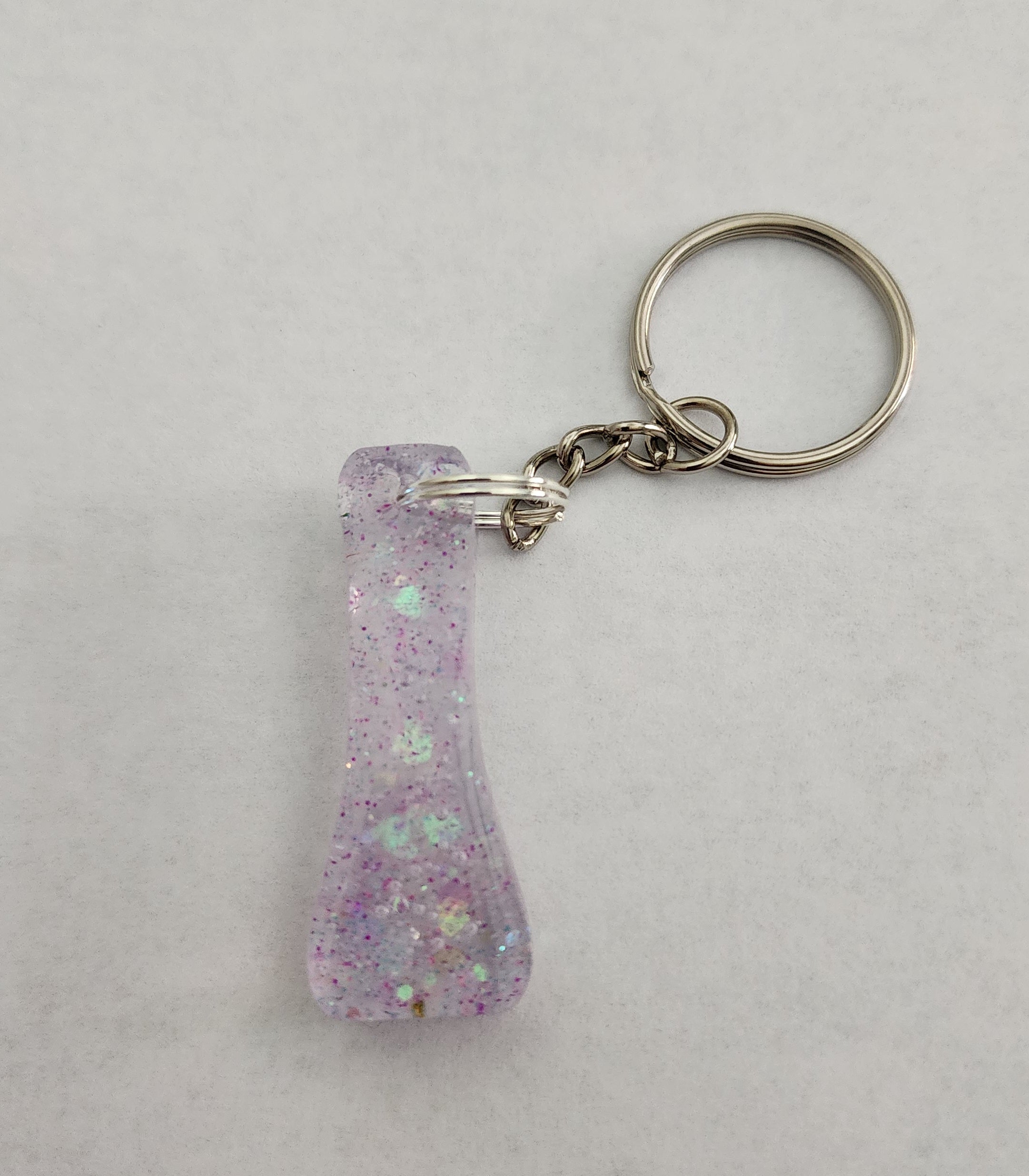 I 'Groovy' Keychain Clear with Iridescent Glitter