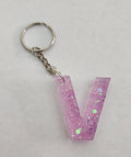 V Keychain Pink & Iridescent Glitter