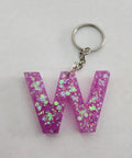W Keychain Pink with Iridescent Glitter