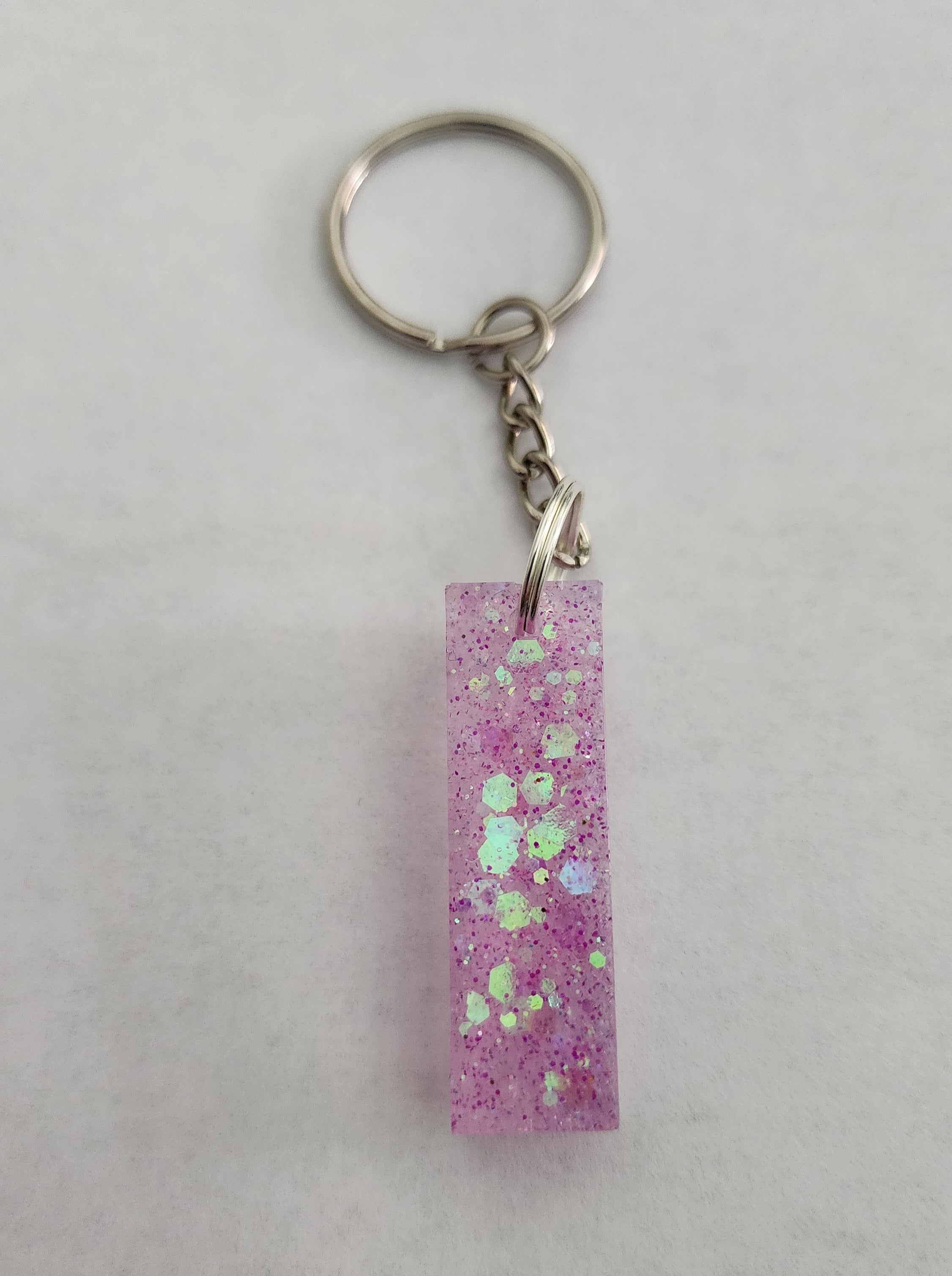 I keychain Pink & Iridescent Glitter