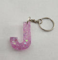 J Keychain- Pink with Iridescent Glitter