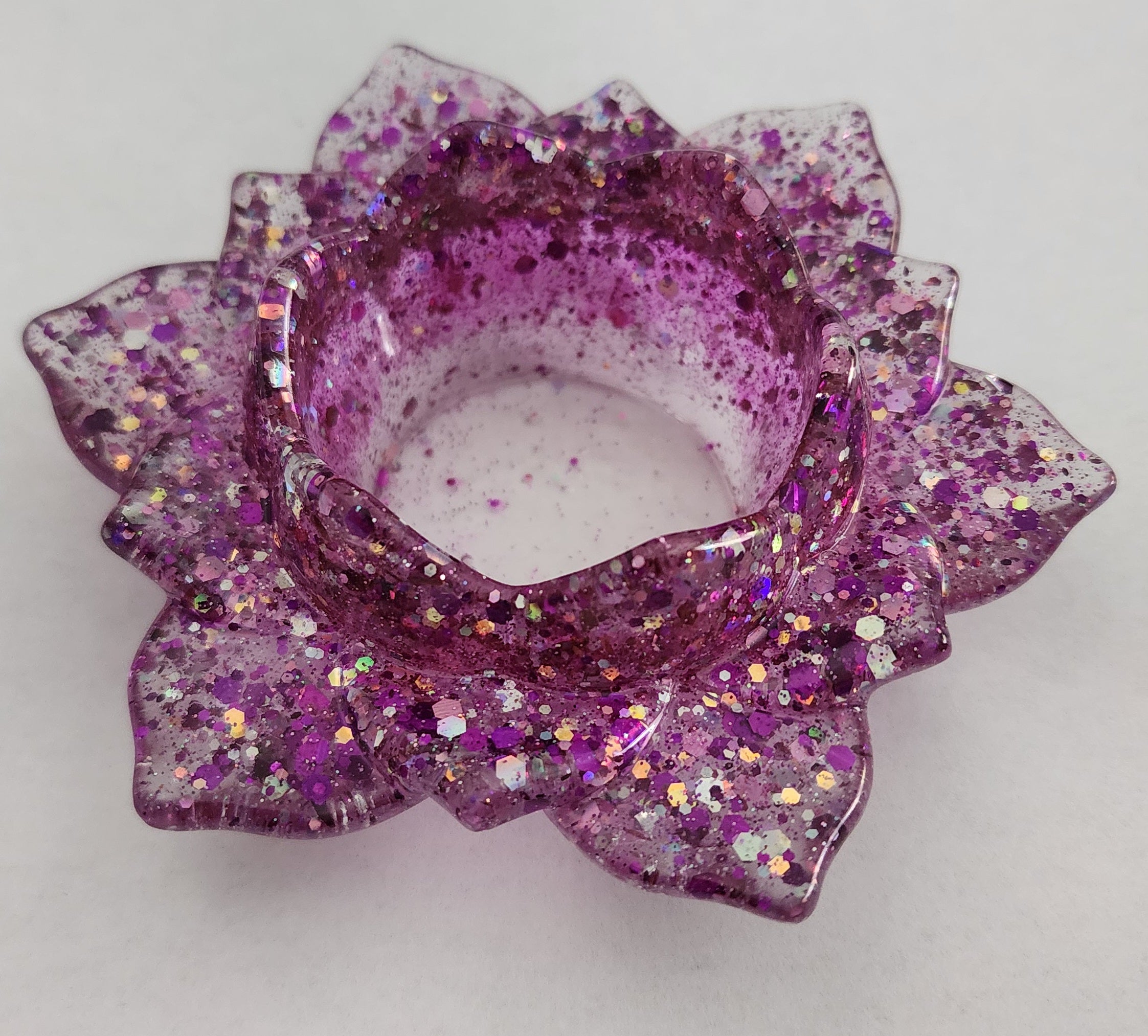 Lotus Flower Candle Holder-Light Purple Glitter