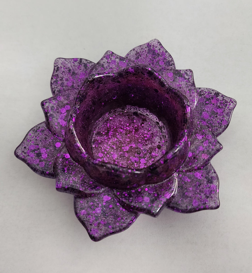 Lotus Flower Candle Holder- Purple