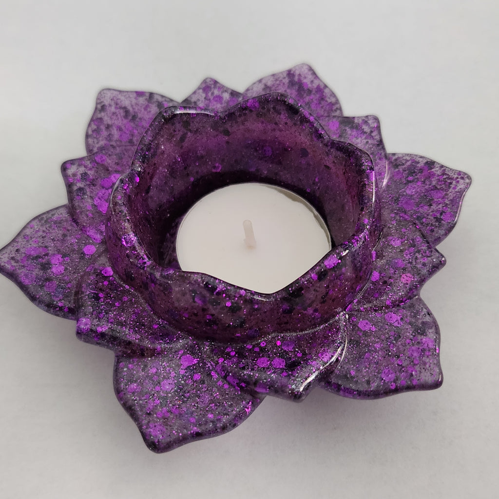 Lotus Flower Candle Holder- Purple