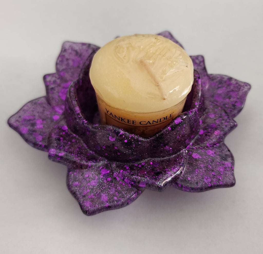 Lotus Flower Candle Holder- Purple