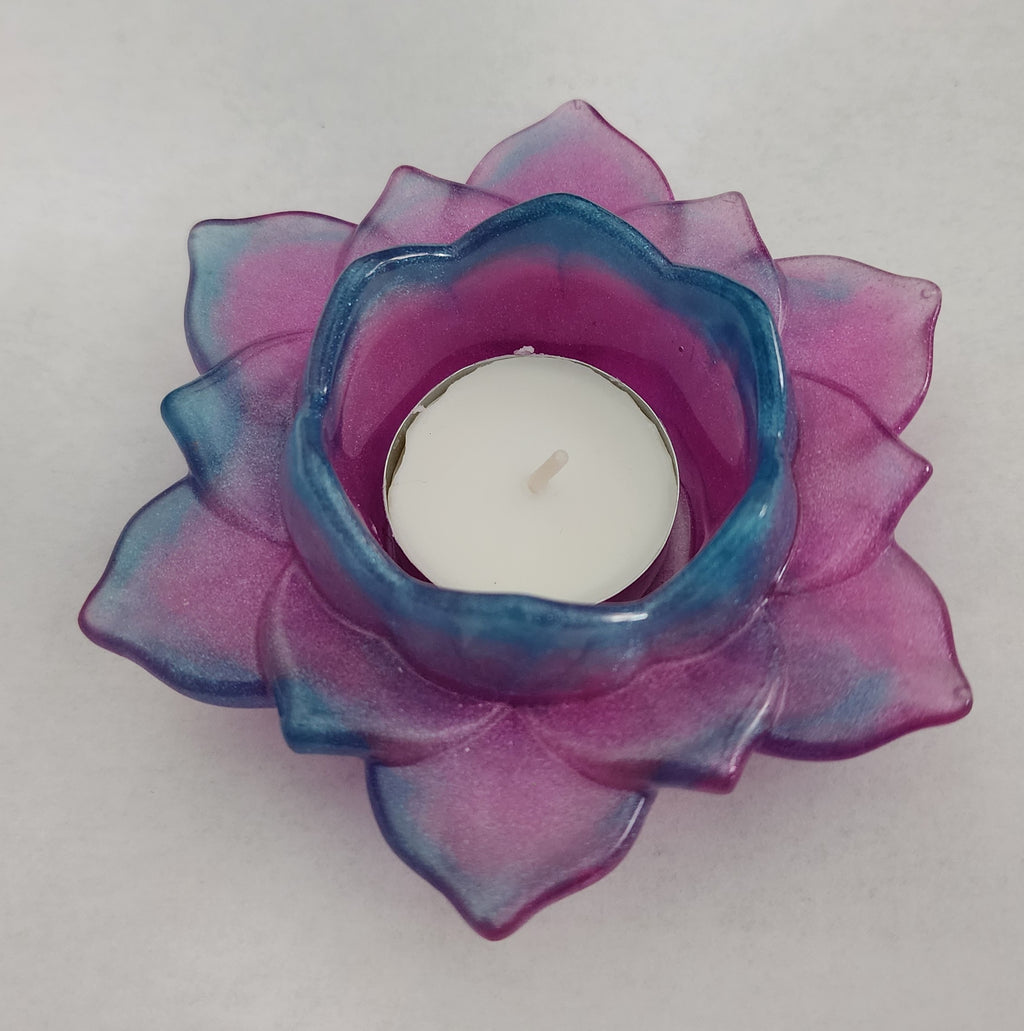 Lotus Flower Candle Holder- Pink & Blue