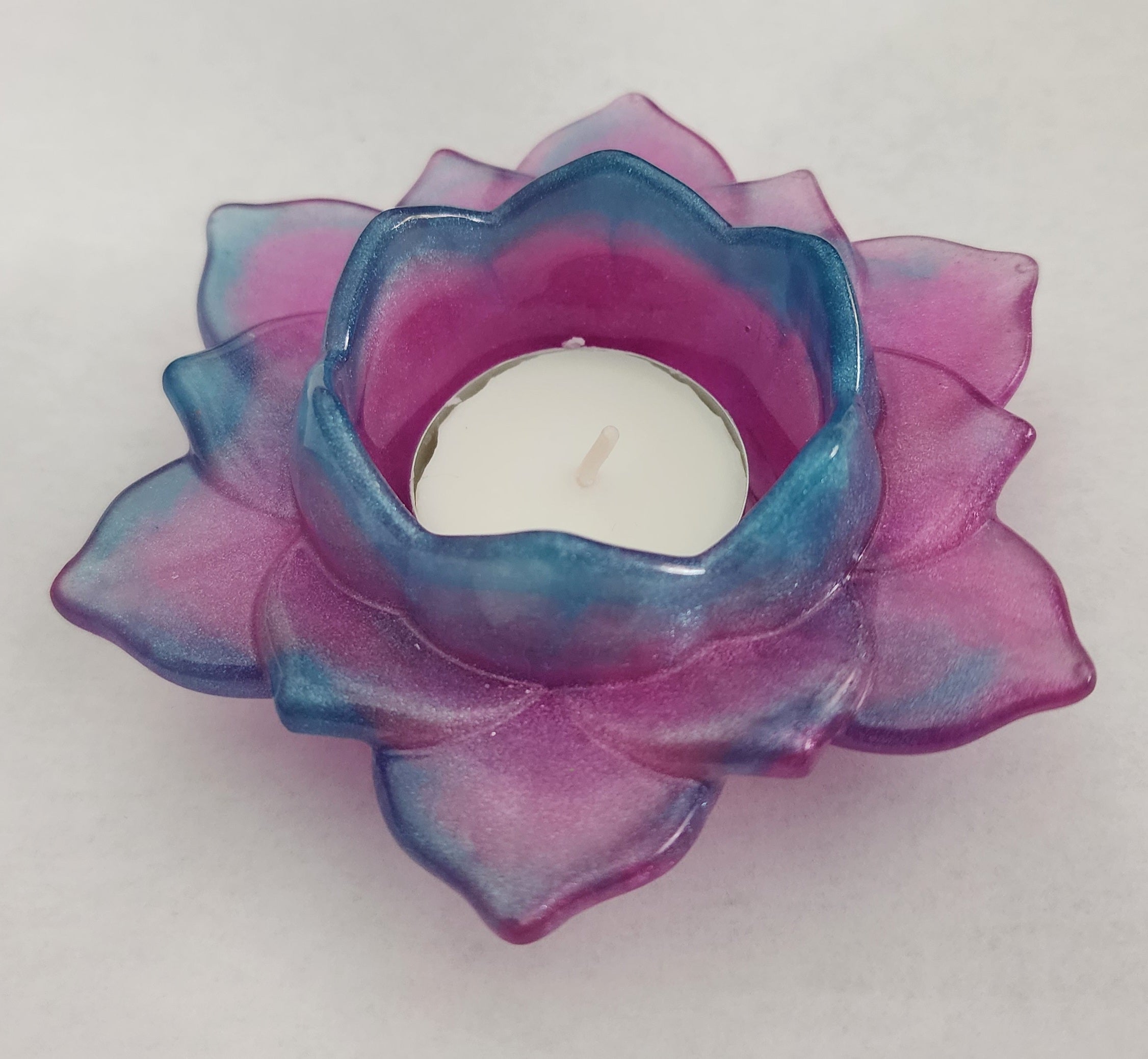 Lotus Flower Candle Holder- Pink & Blue