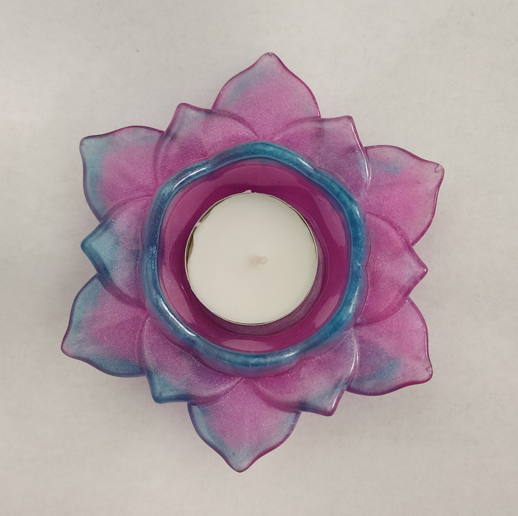 Lotus Flower Candle Holder- Pink & Blue