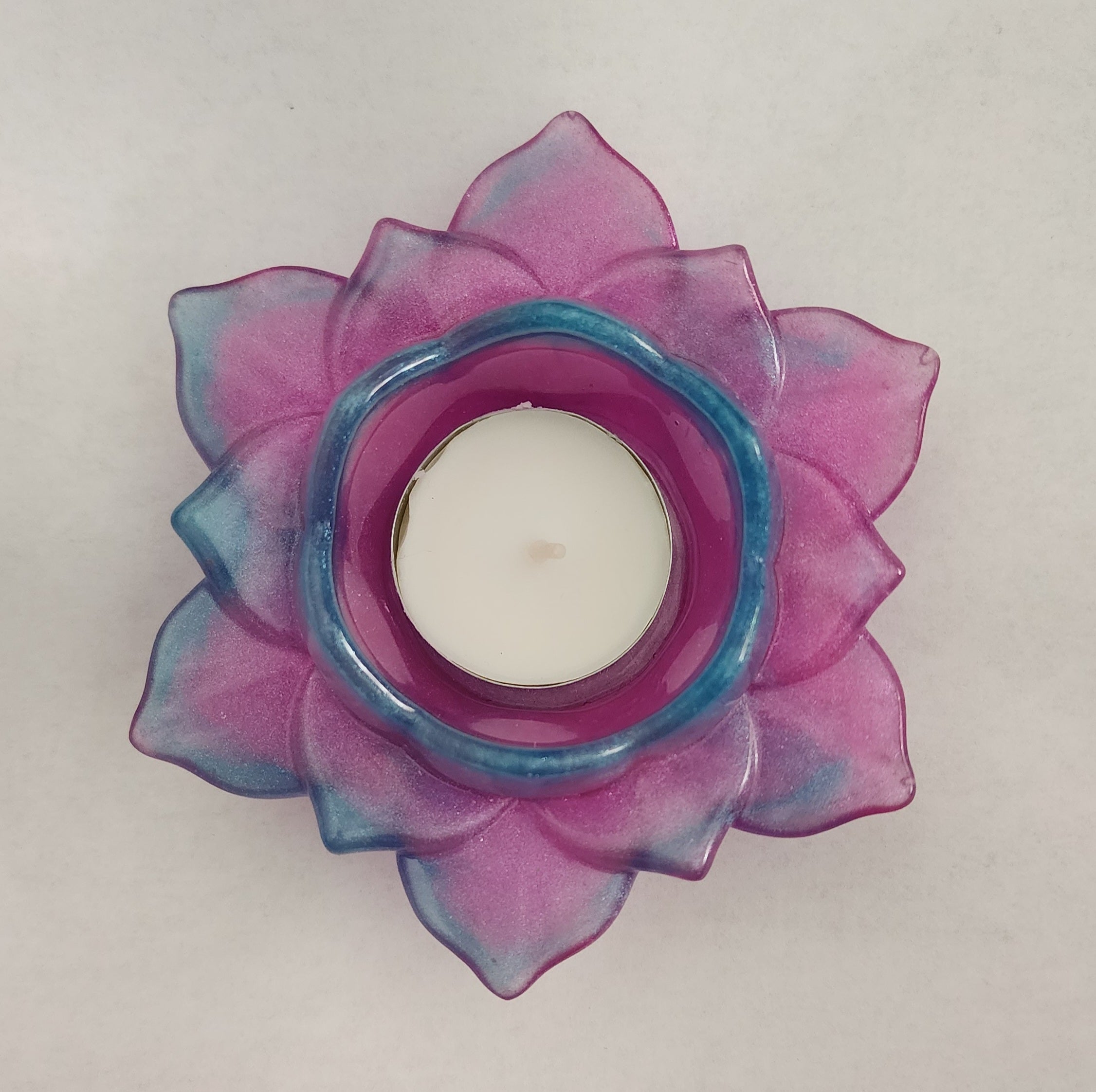Lotus Flower Candle Holder- Pink & Blue