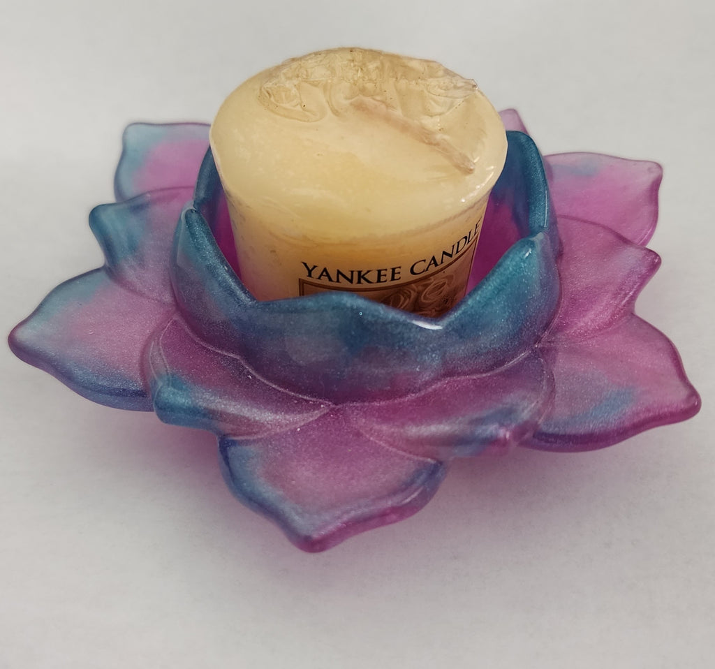 Lotus Flower Candle Holder- Pink & Blue