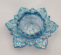 Lotus Flower Candle Holder- Blue Glitter