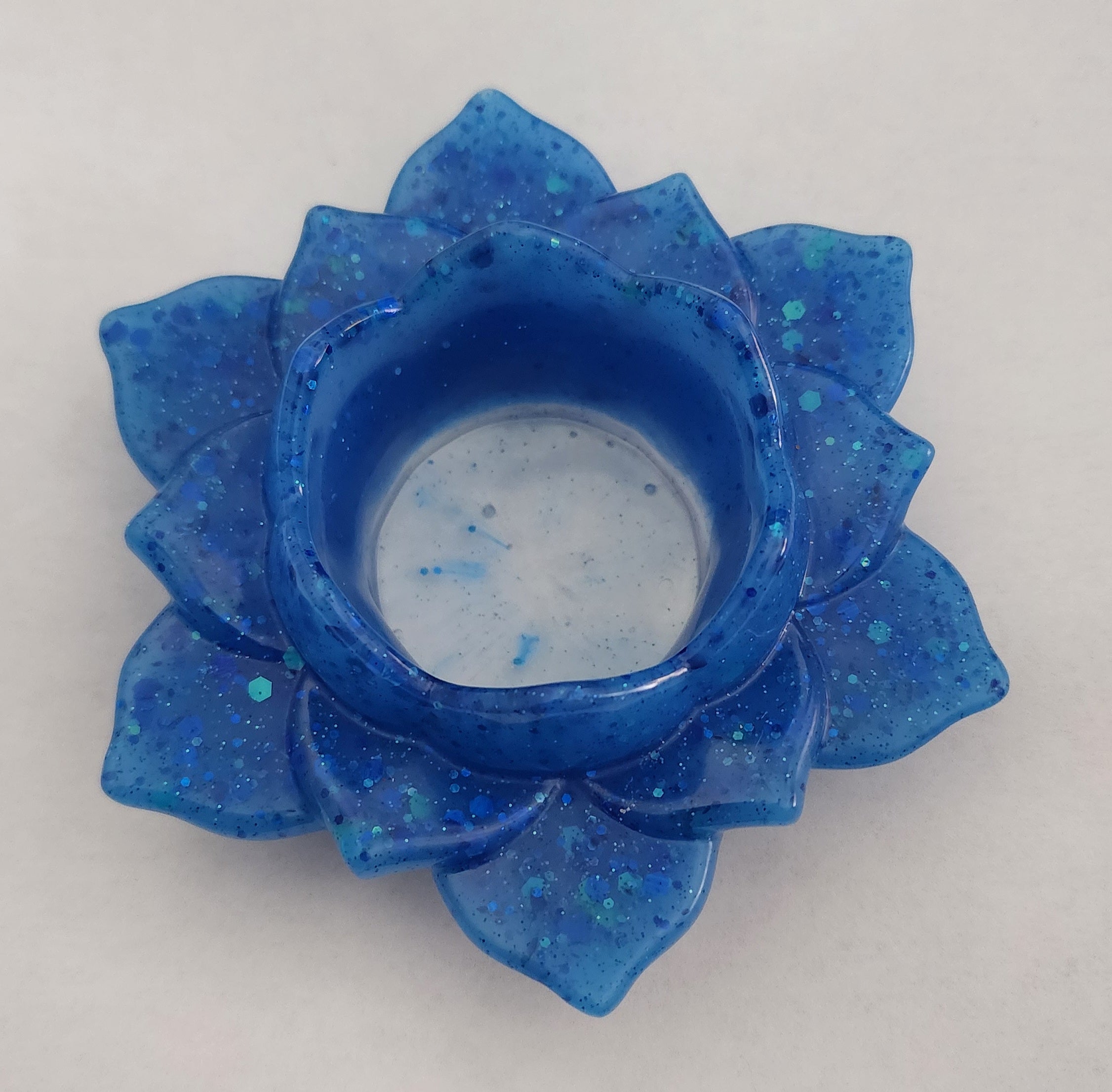 Lotus Flower Candle Holder- Blue