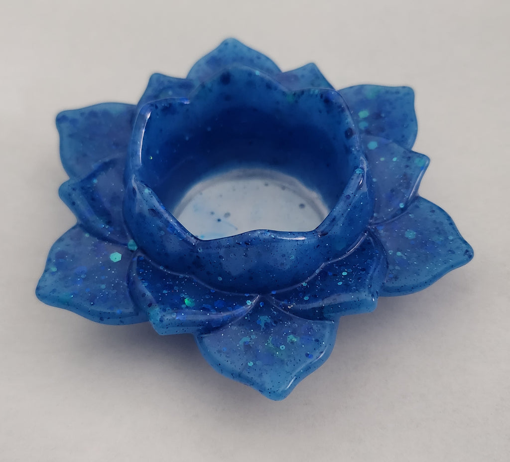 Lotus Flower Candle Holder- Blue