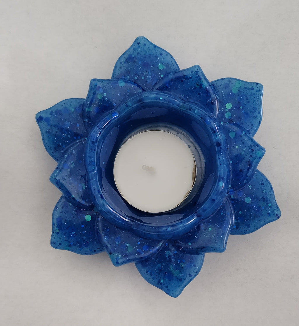 Lotus Flower Candle Holder- Blue
