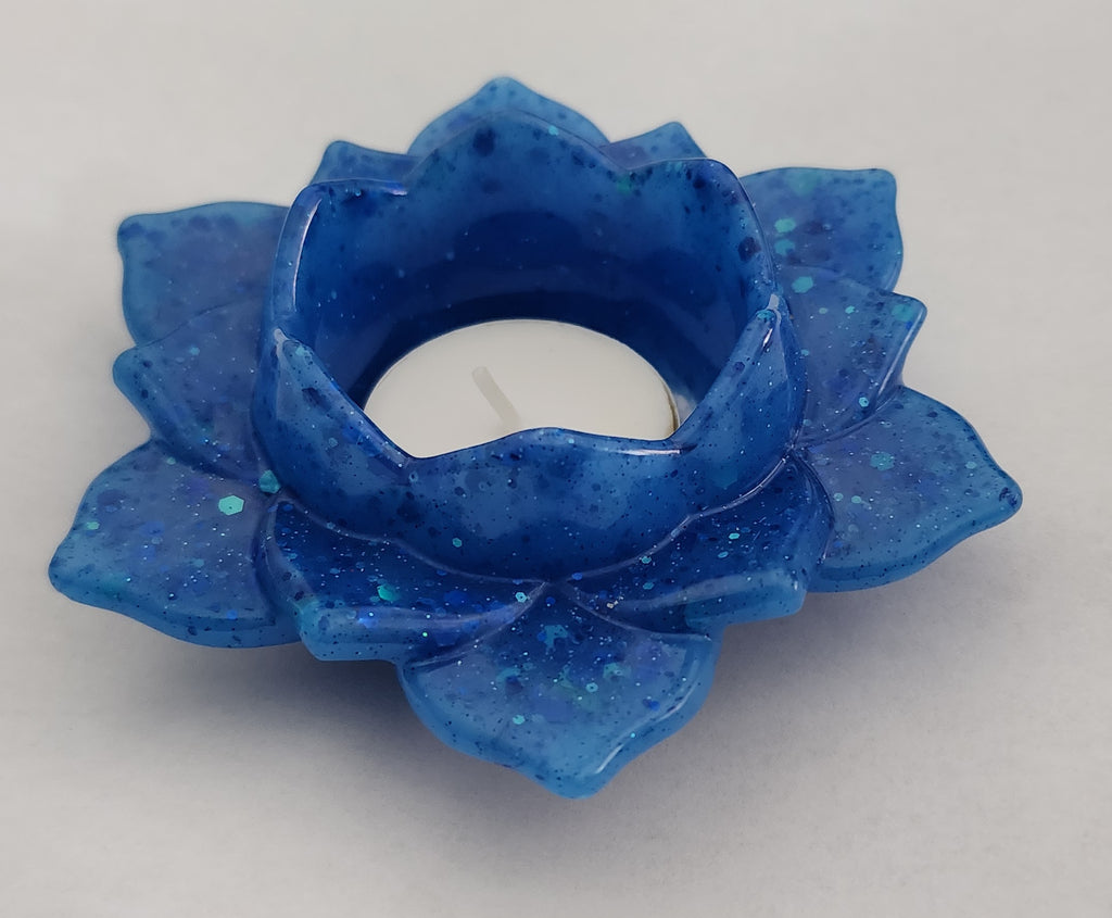Lotus Flower Candle Holder- Blue