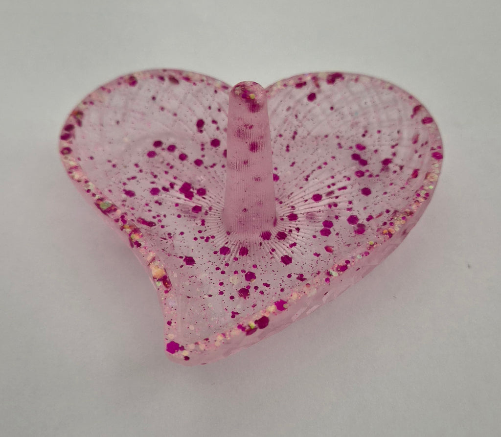Heart Ring Holder- Pink Glitter